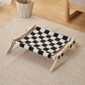 Solid wood cat window perch with adjustable knobs and black-white checkerboard plush fabric - Upgraded Style D-Hanging/Standing / Black and White Plush