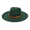 Dettaglio cappello fedora verde scuro con cinturino in pelle marrone e fibbia - M (56-58cm) / Verde Scuro