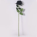 Gothic stijl zwarte kunstmatige roos met zijden bladeren voor sfeervolle decoratie - Zwart Met Groene Stam