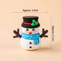 Cartoon snowman figurine with blue scarf and black hat, 5.4cm wide and 5.1cm high - Black Hat Snowman