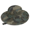 Outdoor camouflage wide brim sun hat with mesh vents and adjustable chin strap - Green Camouflage