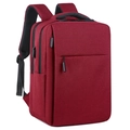 Burgundy business laptop backpack with USB port and breathable mesh straps on white background - Burgundy