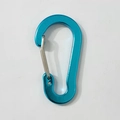 Flat blue aluminum carabiner with spring gate for outdoor camping and gear attachment - Lake Blue
