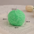 Light green rose hydrangea scented candle with flower relief and silver label - Macaron Green Floral Sphere (Watery Pomelo Sea)