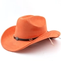 Detalle de sombrero de vaquero naranja con textura de gamuza y hebilla de metal vintage - M (56-58cm) / Naranja