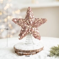 Cime d'arbre de Noël étoile pailletée or rose avec base à ressort et détails de taille - 15cm Rose