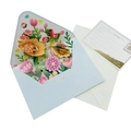 3D greeting card featuring blue envelope with pop-up flowers and a butterfly design - Yellow Flower
