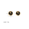 Elegant gold and black round titanium steel floral stud earrings with rose relief finish - Black Rose Pendant