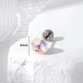 6mm octagon iridescent crystal stud earring with titanium steel screw back on white stone - Sakura Pink (A147-3#)
