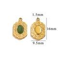 18k gold plated stainless steel natural stone pendant with green oval gem and dimensions - Green Aventurine