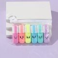 Set of 6 mini pill highlighters in colorful shades with cartoon emoji faces in a PVC bag - Emoji Face