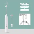 White wireless electric hand mixer set with dual stainless steel whisks and USB cable - Double Head Set / White