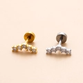 Golden and silver curved cartilage studs with five micro-set clear zircon stones - 7# Curved Bar (Silver Color)