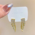 Übertriebene lange Quastenohrringe in Goldoptik mit mikro-eingelegten Zirkonia Steinen - Helles KC-Gold Stil 9
