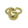 Polierter 18k vergoldeter offener Ring mit einem markanten Buchstaben G Design - Buchstabe G / Gold