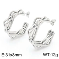 Minimalistische silberne geometrische Ohrringe im verschlungenen Design, 31x8mm - Stahlfarbe