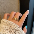Vintage heart shaped opal ring in gold finish with sparkling cubic zirconia accents - Adjustable Open / White Faux Opal