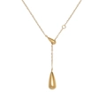 Collana minimalista a Y dorata con ciondoli a doppia goccia d'acqua in acciaio inossidabile - Oro
