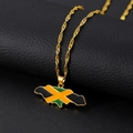 Collar colgante mapa de Jamaica con colores de la bandera y cadena dorada - Estilo de Jamaica de Aleación Dorada (Económico)