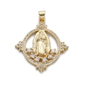 Colgante de la Virgen María en circonita bañada en oro de 14K con piedras finas - CX116-4
