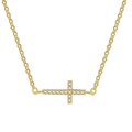 Minimalistische goldene Kreuzkette mit Zirkonia-Kristallen für Damen im eleganten Stil - Gold