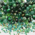 Mixed green 8mm glass and acrylic beads in various shapes for DIY jewelry making - Grass Green Series
