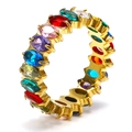 Detail of gold-plated eternity ring featuring marquise-cut rainbow zircon stones - Gold + Rainbow Zirconia