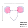 White mouse ear headband for Halloween featuring soft plush ears with pink inner lining - White Felt Mouse Ears