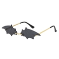 Gothic bat-wing sunglasses with gold metal frame and dark lenses for themed parties - Gold Frame Black Lens