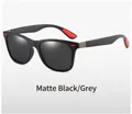 Classic matte black sunglasses with grey lenses and red non-slip temple tips - Sand Black / Grey Lens