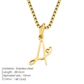 Elegant 14K gold plated stainless steel necklace featuring a letter A pendant with heart detail - Letter A / 38+5cm / Gold