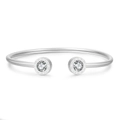 Brazalete abierto de acero plateado con números romanos e incrustación de circón - Plateado (ZJ6598)