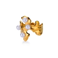 Irregular gold organic ring with white pearls in a minimalist geometric design - Four Pearl Molten Texture Style (G6986)