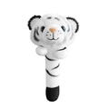 White tiger plush baby rattle with soft cylinder grip and realistic cartoon animal head - White Tiger Head Stick