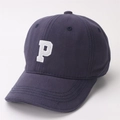 Detailed view of the white P letter embroidery on a navy blue children's baseball cap - Kids (2-8 Years) / Navy Blue