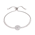 Bracelet fleur argenté ajustable avec zircons brillants et fermoir à glissière pratique - Style de Fleur Ronde (Or Blanc 7)