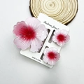 Pink gradient frangipani hair claw set featuring one large and two small floral clips - Cabbage Flower White Background With Red Hearts Set (including Card)