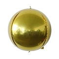 Glossy gold 4D round aluminum foil balloon with a reflective mirror finish for party decor - 10" / Gold