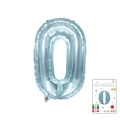 Light blue metallic number 0 foil balloon in 32 inch size for birthday celebrations - 40-inch Jelly Blue With Paper Card