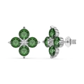 Sparkling S925 sterling silver stud earrings with green clover-shaped zircon stones - Green Zirconia Style (DY1D0341-S-W-GN)