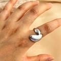Polished silver irregular teardrop ring in stainless steel for women fashion style - Silver (JZ-YS600-S)