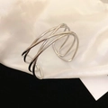 Silver minimalist multi-layer crisscross open bangle bracelet in a sleek metal design - Multi-line Cross Hollow Style (28#)