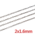DIY stainless steel chain links in silver finish, 2x1.6mm size for jewelry making - CH-10 (2x1.6mm) / Steel