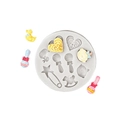 Gray silicone mold set for baby themed cake decor with duck and heart shapes - 4# (Baby Essentials) / Gray