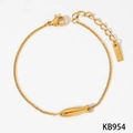 Minimalist gold stainless steel fish bracelet with sparkling cubic zirconia eye detail - Gold Bracelet (KB954)