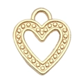 Gold heart-shaped hollow pendant with LOVE letters and dotted edge for DIY jewelry - 1pc Heart 12x14mm (Style 19979)
