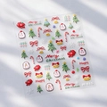 Autocollants ongles 3D Noël M-815 avec sapins festifs, nœuds rouges et flocons de neige - Style de Noël en Relief (M-815) / Type Adhésif Gelée