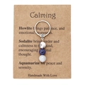 Handmade calming keychain with Howlite, Sodalite and Aquamarine stones on card - Calming (3619)