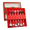 6-piece Christmas cutlery set with Santa and tree motifs in a red festive gift box - Red Box 6-Piece Set F