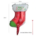 Ballon de Noël en aluminium en forme de chaussette avec tige de support rouge - Chaussette de Noël / Lot de 10
